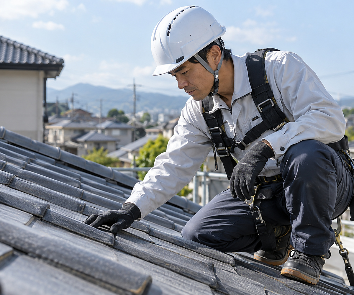 屋根を点検する職人のイメージ